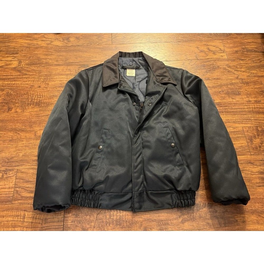 Scovill 44 R Black Bomber Jacket Zip Military Air Force Pilot Army
